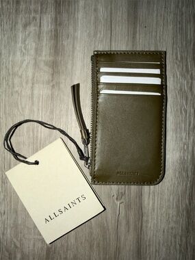 All Saints Marlborough leather wallet Olivia green